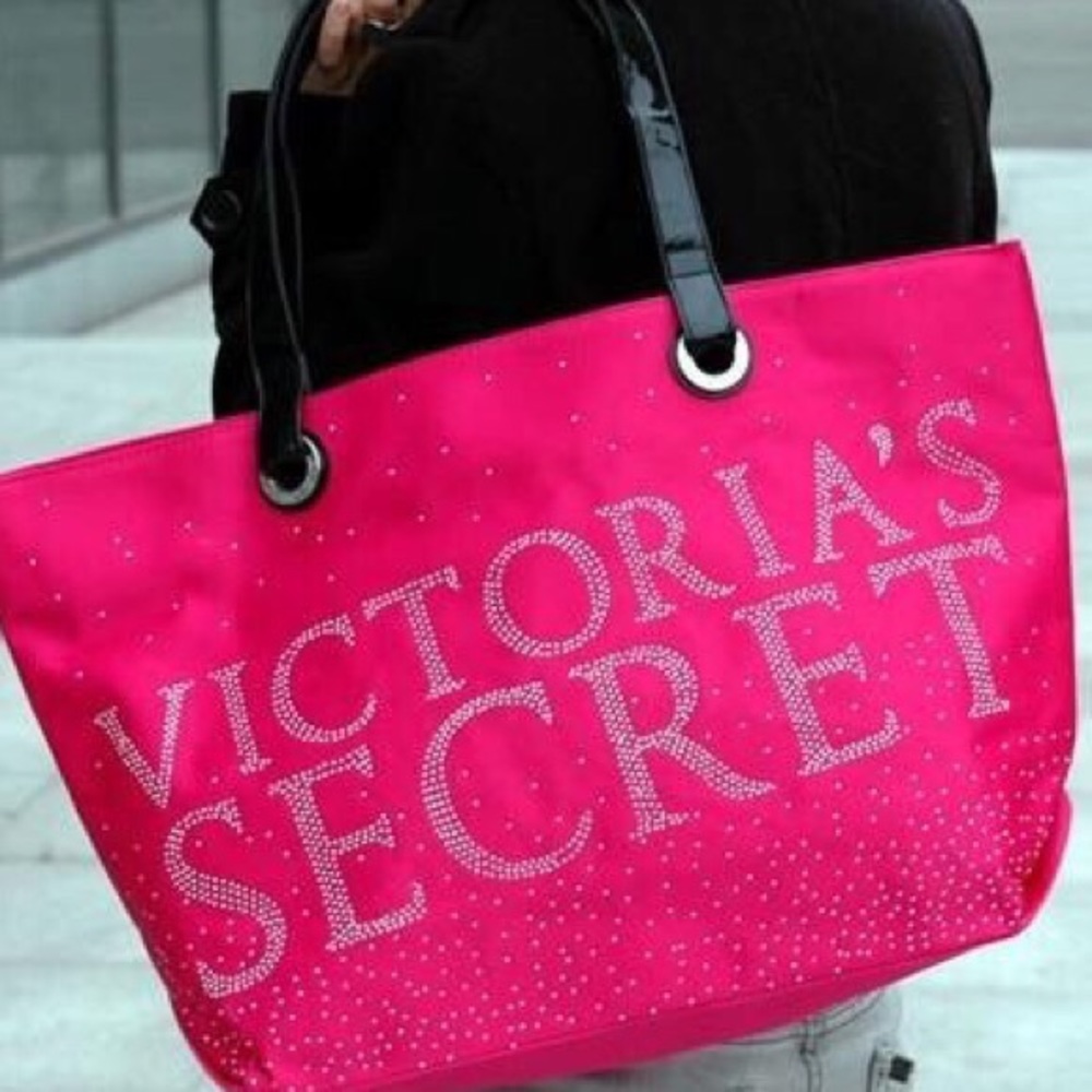 Victoria’s Secret Large Satin Rhinestone Tote Bag